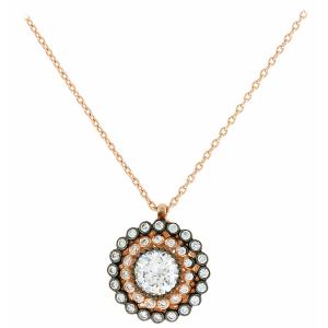 NECKLACE Rosette with Zircon in 14K Rose Gold 5DIV.54116RC - 27181