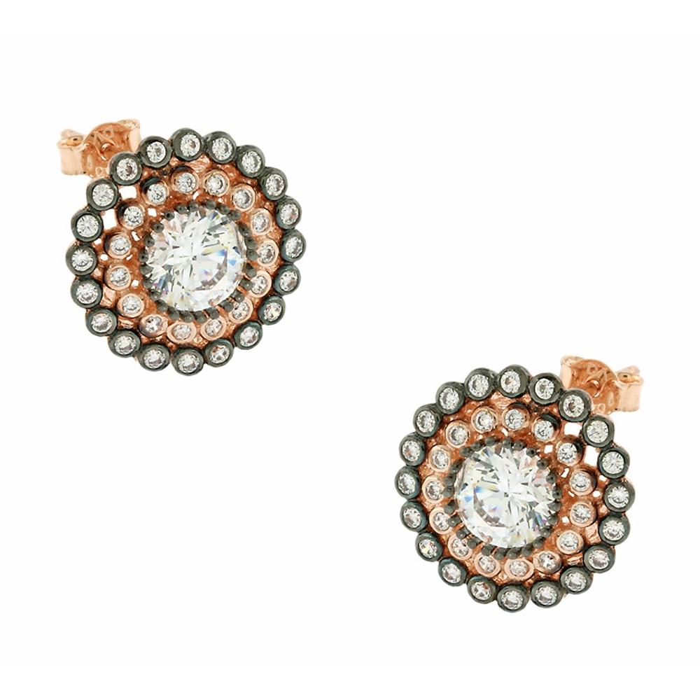 EARRINGS Rosette Rose Gold 14K with Zircon Stones 5DIV.54116ROR