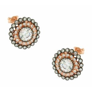 EARRINGS Rosette Rose Gold 14K with Zircon Stones 5DIV.54116ROR - 27200