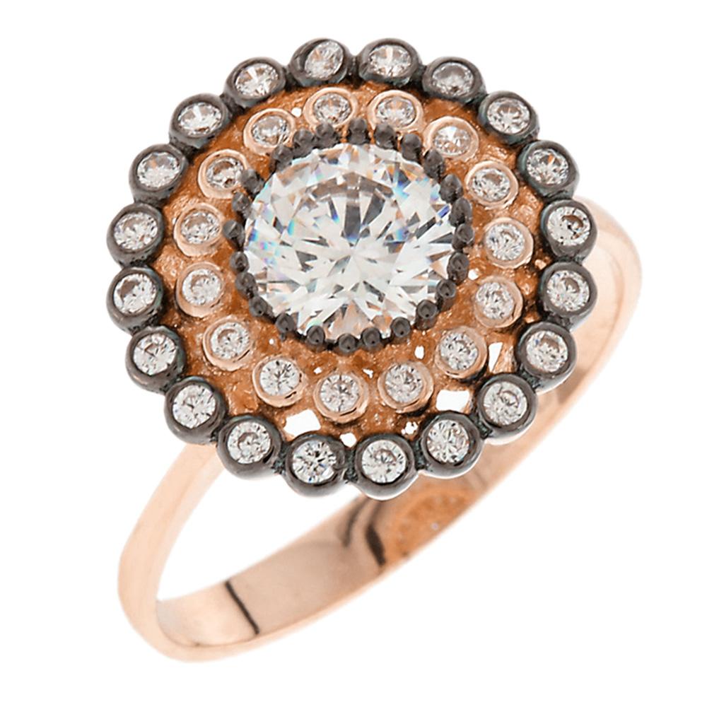 RING Rosette with Zircon in 14K Rose Gold 5DIV.54116RR