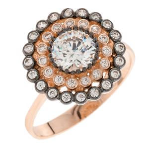 RING Rosette with Zircon in 14K Rose Gold 5DIV.54116RR - 27195