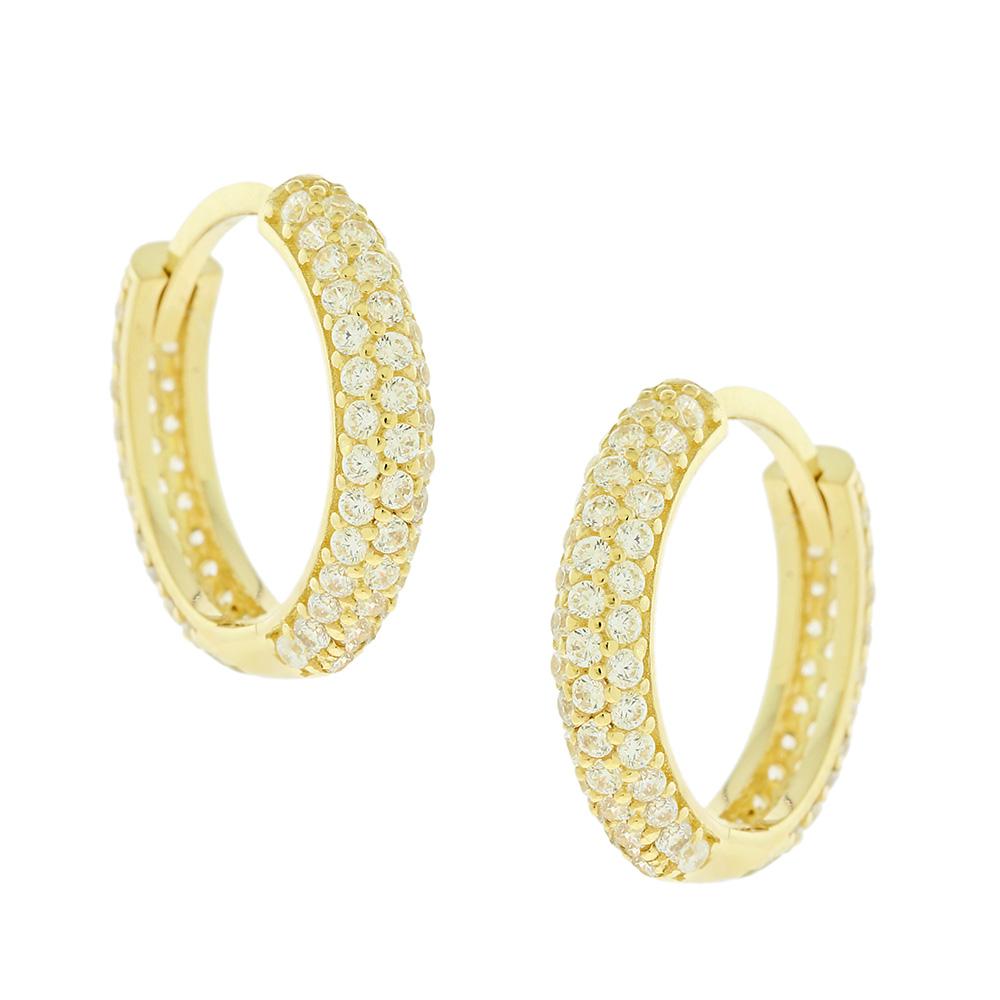 EARRINGS Hoops SENZIO Collection K14 Yellow Gold with Zircon Stones 5DIV.9368OR