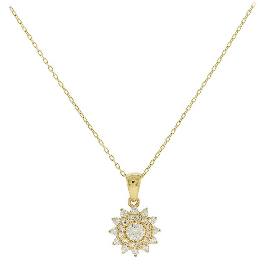 NECKLACE Rosette SENZIO Collection K14 Yellow Gold with Zircon Stones 5DIV.9625C