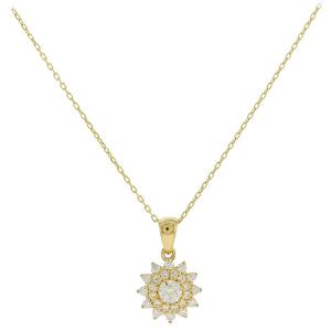 NECKLACE Rosette SENZIO Collection K14 Yellow Gold with Zircon Stones 5DIV.9625C - 50710