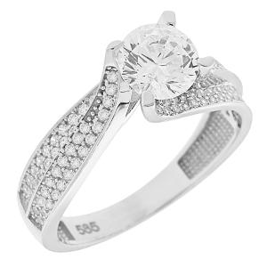 RING SENZIO Collection Single Stone White Gold K14 with Zircon Stones 5FAV.345BR - 50723