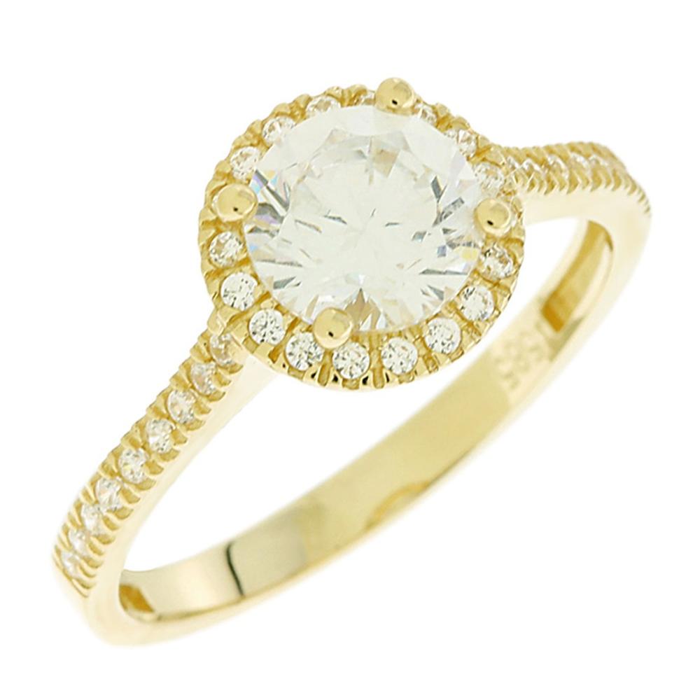 RING Rosette Yellow Gold 14K with Zircon Stones 5FAV.03.88133R