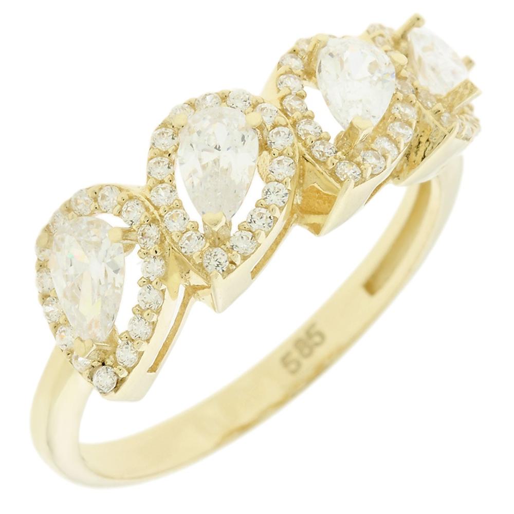 RING Full Stones SENZIO Yellow Gold K14 with Zircon Stones 5FAV.88194R