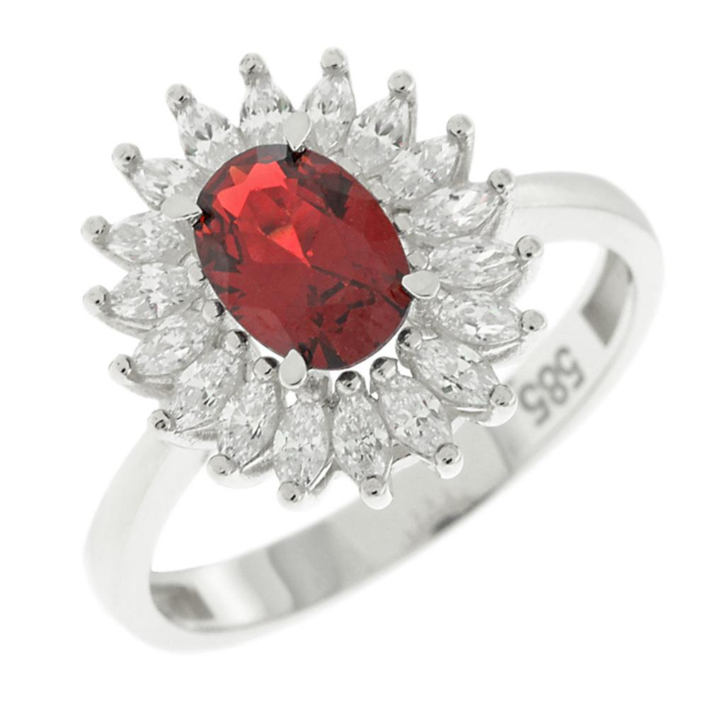 RING Rosette with Zircon in 14K White Gold 5FAV.16172BR