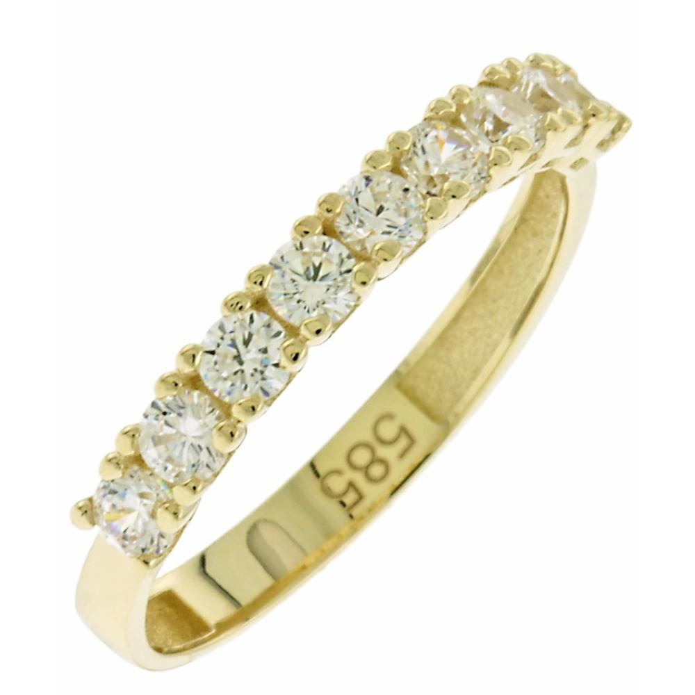 RING Row Yellow Gold K14 with Zircon Stones 5FAV.214R