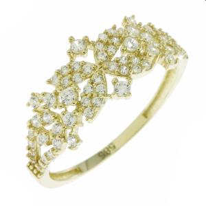 RING Women's Petrified Yellow Gold K14 with Zircon Stones 5FAV.65584R  - 14392