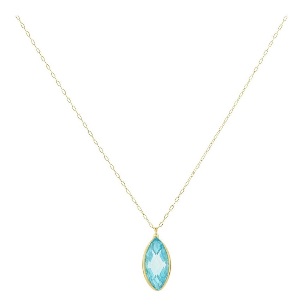 NECKLACE SENZIO Collection in Yellow Gold K14 with Light Blue Zircon Stone 5FAV.82193C