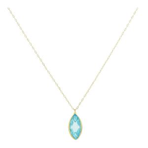 NECKLACE SENZIO Collection in Yellow Gold K14 with Light Blue Zircon Stone 5FAV.82193C - 43826