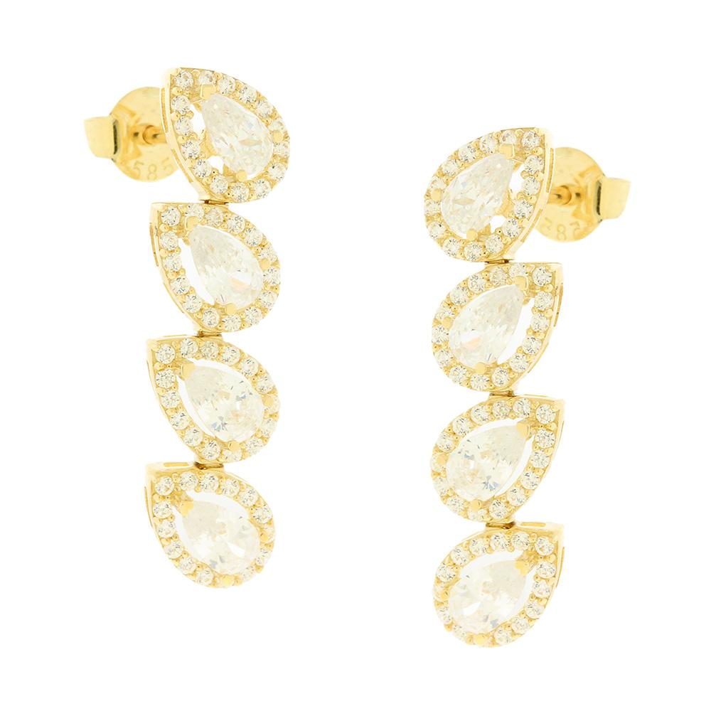 EARRINGS Full Stones SENZIO Collection Yellow Gold K14 with Zircon Stones 5FAV.88194OR