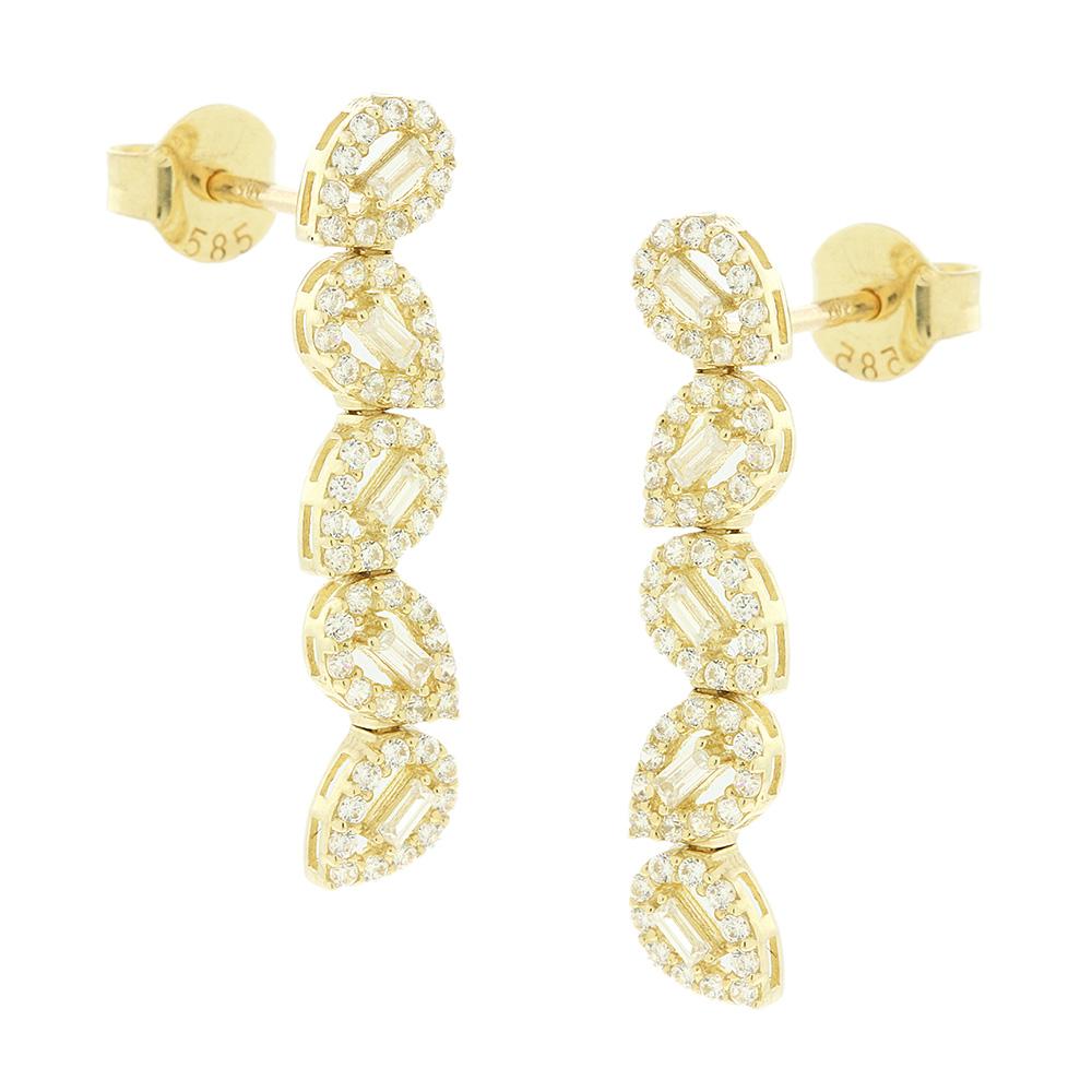 EARRINGS Full Stones SENZIO Collection Yellow Gold K14 with Zircon Stones 5FAV.88203OR