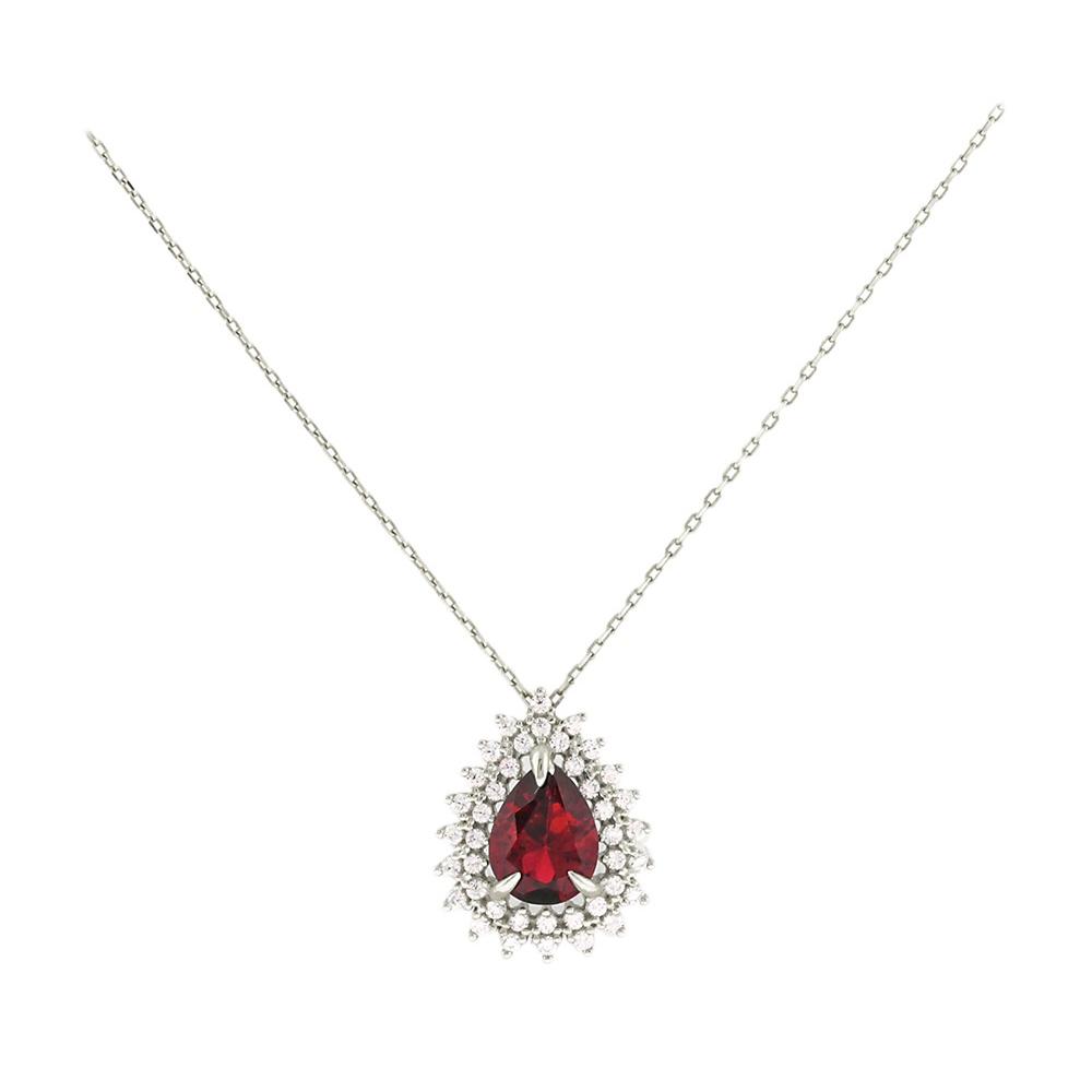 NECKLACE Rosette with Zircon in 14K White Gold 5FAV.882151BC