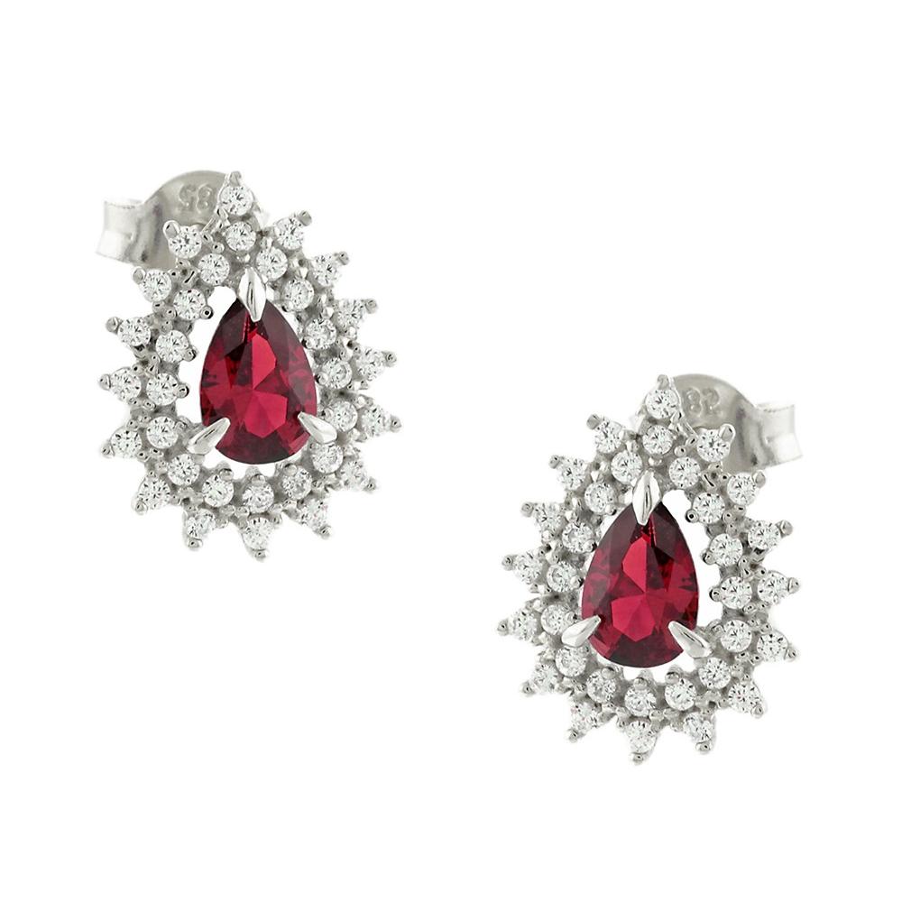 EARRINGS Rosette with Zircon in 14K White Gold 5FAV.882151BOR