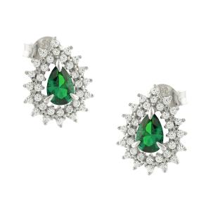 EARRINGS Rosette SENZIO with Zircon 14K White Gold 5FAV.882153BOR - 15480