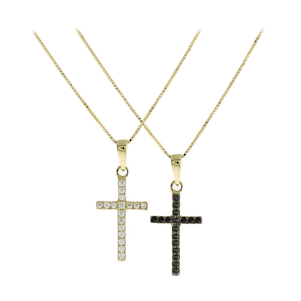 CROSS Double Sided from Yellow Gold 14K with White and Black Zircon 5FM.01.20388C