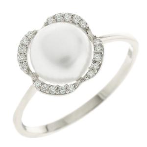 RING Rosette White Gold K14 with Zircon and Pearl 5FM.02.2013BR - 34281