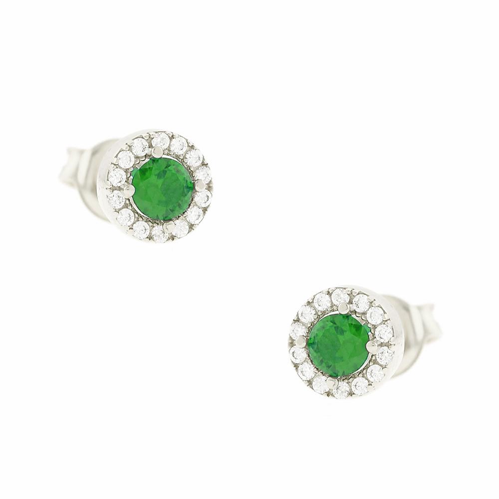 EARRINGS Rosette with Zircon in 14K White Gold 5FM.02.2142BOR