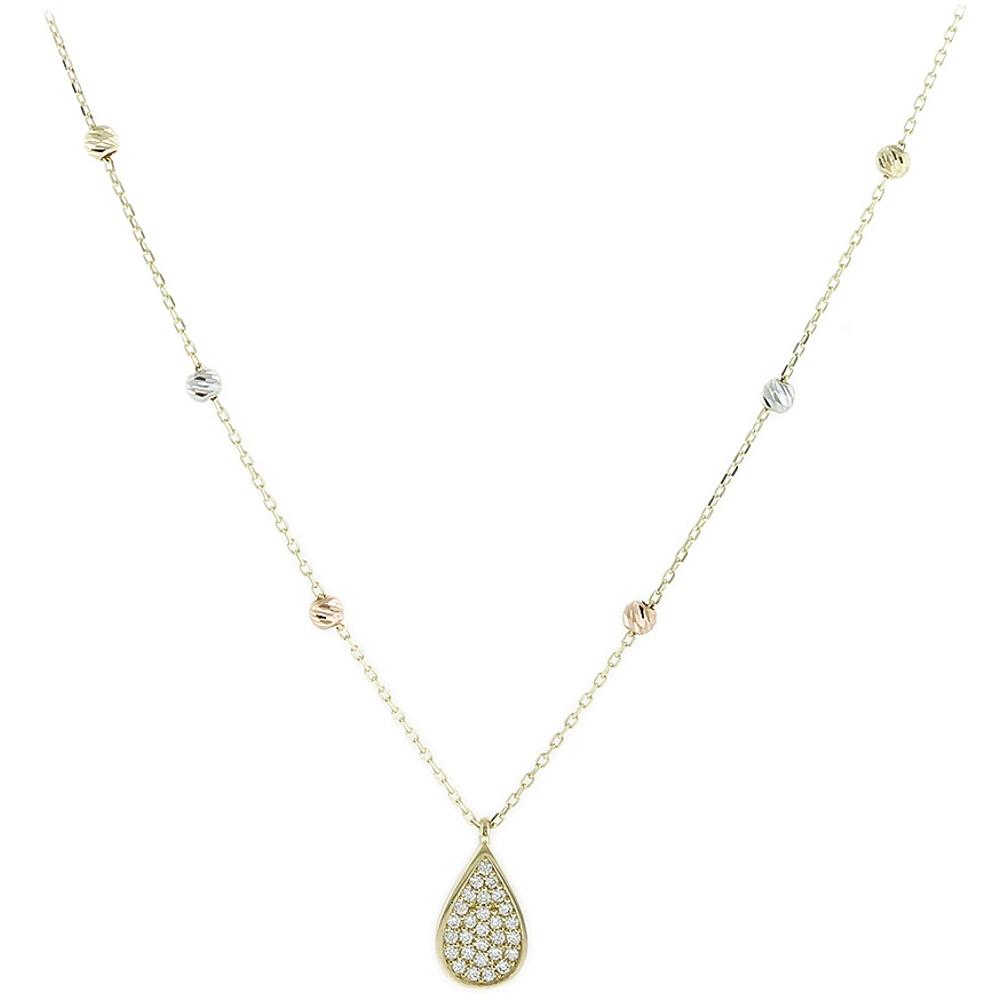 NECKLACE SENZIO Collection Yellow Gold K14 with Zircon Stones 5FM.04.47518C
