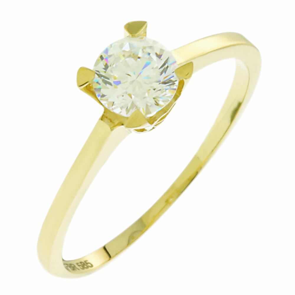 RING Single Stone SENZIO Yellow Gold 14K with Zircon 5FM.12233R