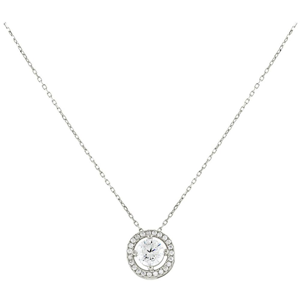 NECKLACE Rosette with Zircon in 14K White Gold 5FM.122BC