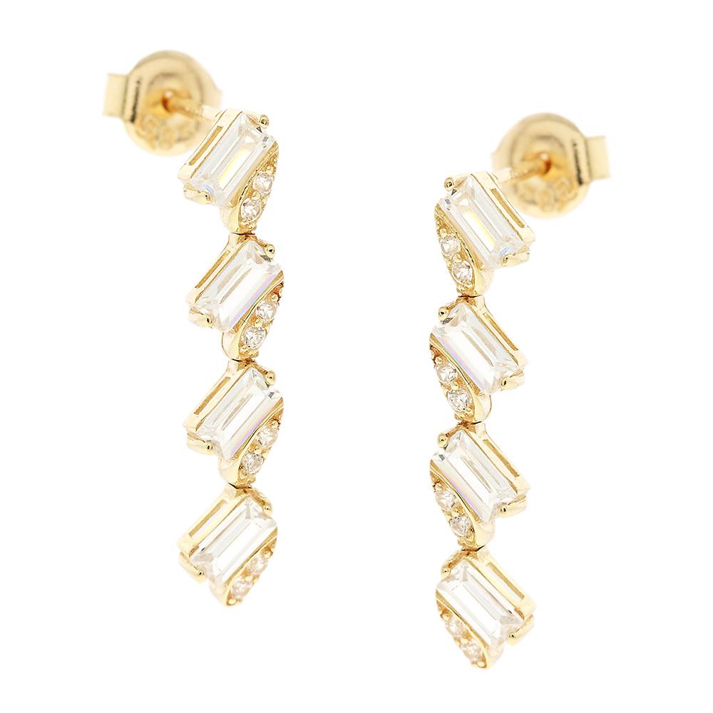 EARRINGS SENZIO Collection Yellow Gold K14 with Zircon Stones 5FM.19676OR