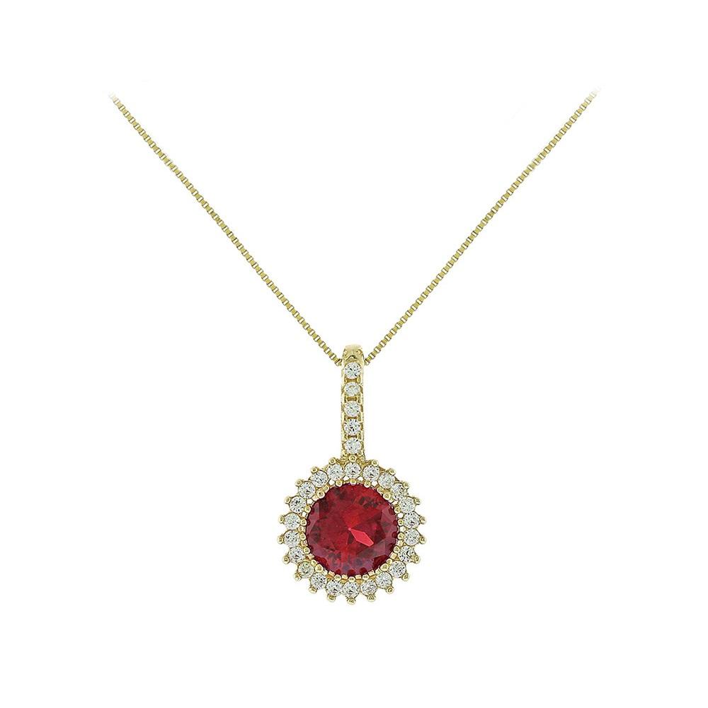 NECKLACE Rosette with Zircon in 14K Yellow Gold 5FM.01.20554C