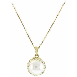 NECKLACE Rosette with Zircon and Pearl 14K Yellow Gold 5FM.2388C - 27538