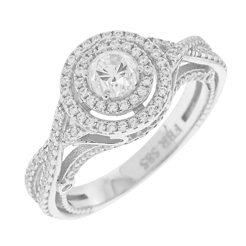 RING Rosette SENZIO Collection White Gold K14 with Zircon Stones 5FM.76030BR