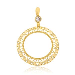 PENDANT Sovereign Holder SENZIO Collection K14 Yellow Gold with Zircon Stones 5KOR.4366 - 60968