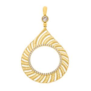 PENDANT Sovereign Holder SENZIO Collection K14 Yellow Gold with Zircon Stones 5KOR.4369 - 60972