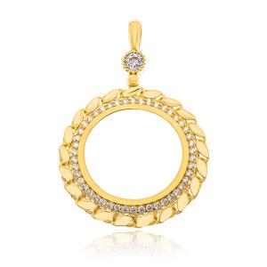 PENDANT Sovereign Holder SENZIO Collection K14 Yellow Gold with Zircon Stones 5KOR.4370 - 60978
