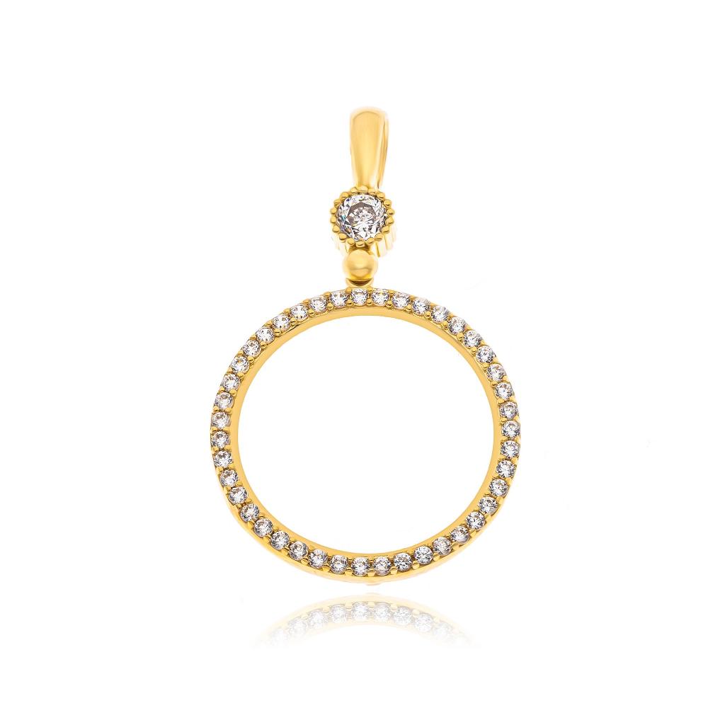 PENDANT Sovereign Holder Full Stones SENZIO Collection K14 Yellow Gold with Zircon Stones 5KOR.4376