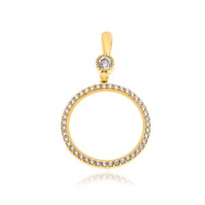 PENDANT Sovereign Holder Full Stones SENZIO Collection K14 Yellow Gold with Zircon Stones 5KOR.4376 - 60980