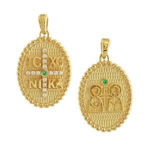 CHRISTIAN CHARMS Amulet Double Sided SENZIO Collection K14 Yellow Gold with Zircon Stones 5KR.D371P - 59775