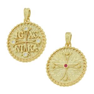CHRISTIAN CHARMS Amulet Double Sided SENZIO Collection K14 Yellow Gold with Zircon Stones 5KR.D365P - 59857