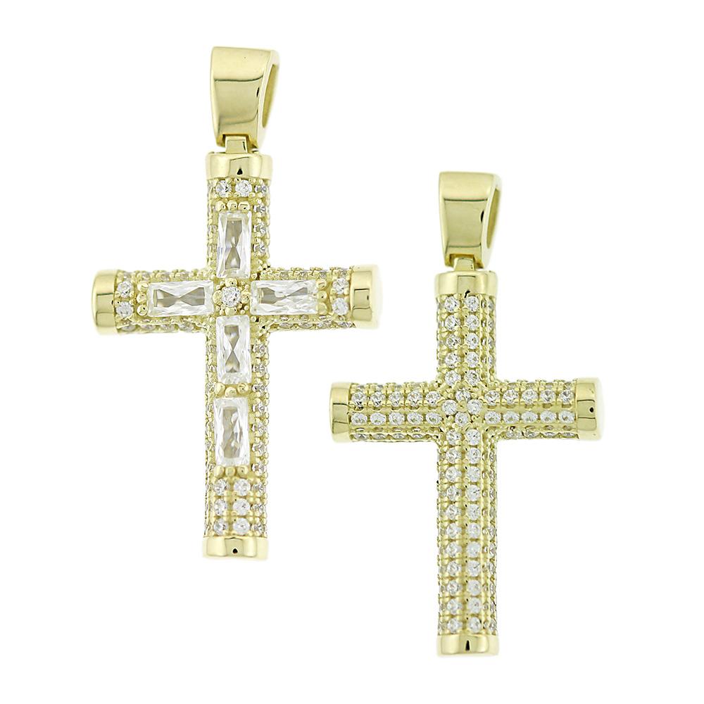 CROSS Double Sided from Yellow Gold 14K with Zircon 5KR.D69CR