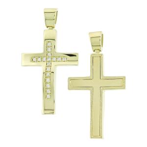 CROSS Double Sided from Yellow Gold 14K with Zircon 5KR.D86CR - 14174