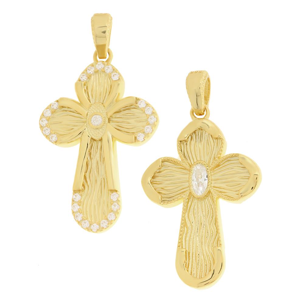 CROSS Byzantine Double Sided SENZIO Collection K14 Yellow Gold with Zircon Stones 5KR.DW1091CR