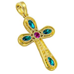 CROSS Women's Double Sided SENZIO Collection K14 Yellow Gold with Zircon Stones 5LAV.CR1097G - 60996