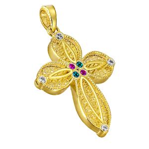 CROSS Women's Double Sided SENZIO Collection K14 Yellow Gold with Zircon Stones 5LAV.CR1097G - 60989