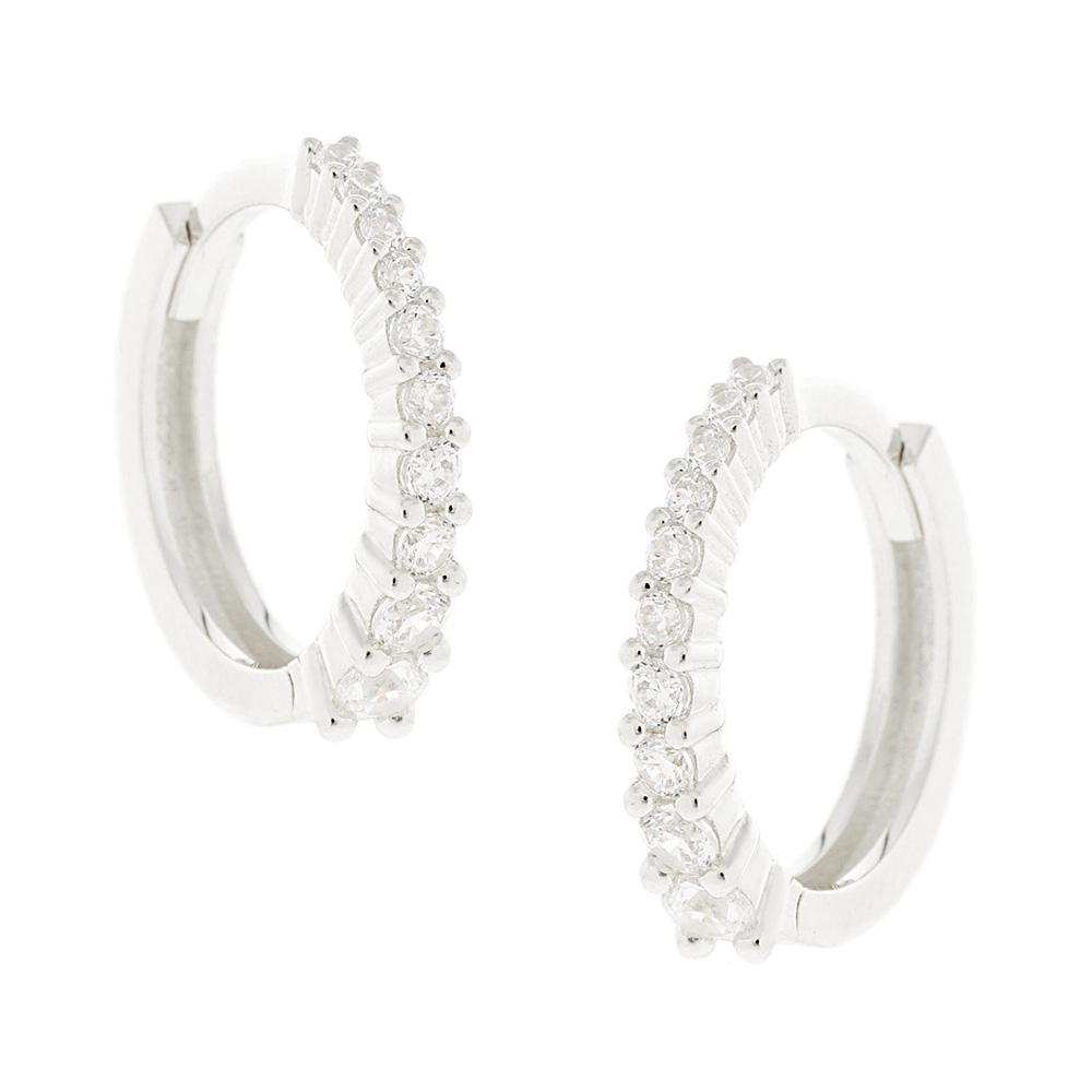 EARRINGS Hoops SENZIO Collection K14 White Gold with Zircon Stones 5MAK.102BOR