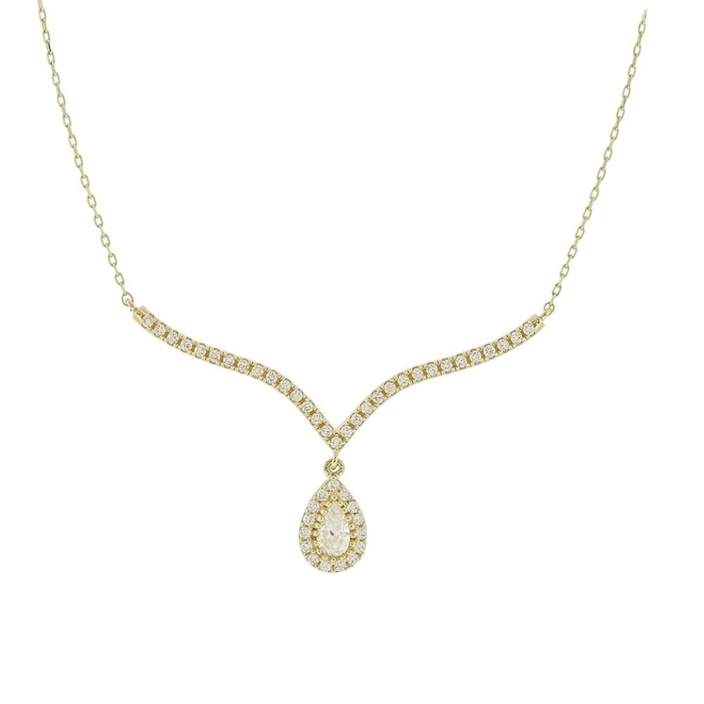 NECKLACE SENZIO Collection K14 Yellow Gold with Zircon Stones 5MAK.7310C