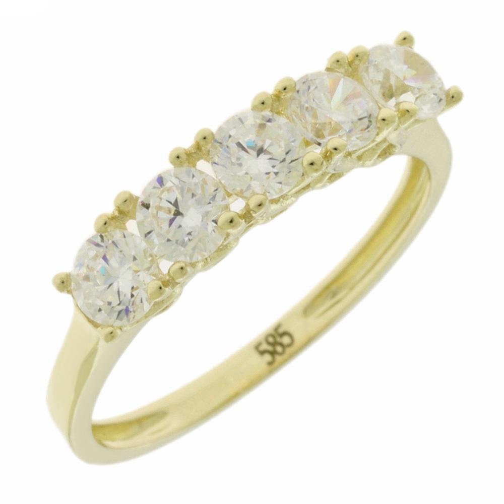 RING Row Yellow Gold K14 with Zircon Stones 5MAK.2400R