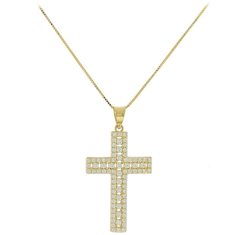 CROSS with Chain SENZIO Collection K14 Yellow Gold with Zircon Stones 5MAK.313C