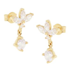 EARRINGS Dangling SENZIO Collection Yellow Gold K14 with White Zircon Stones 5MAK.9190OR - 50717