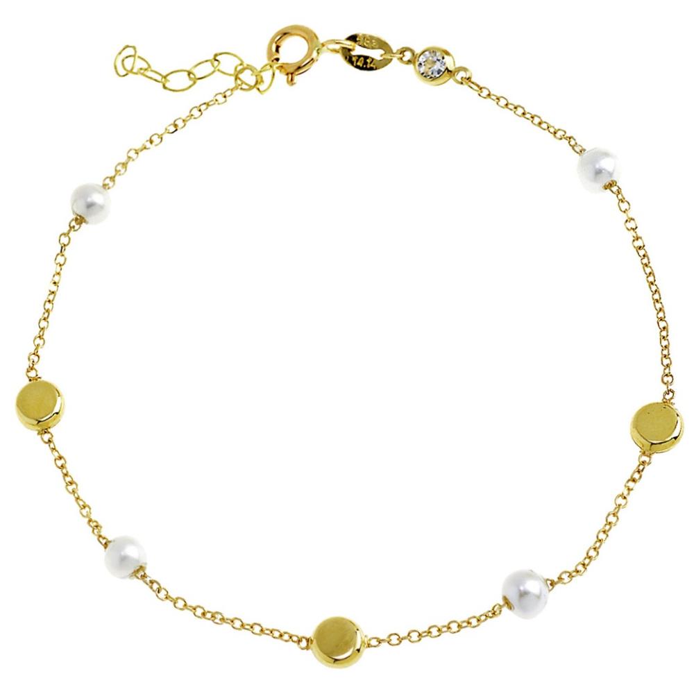 BRACELET Women's SENZIO Collection K14 Yellow Gold with Pearls 5MAN.0061B