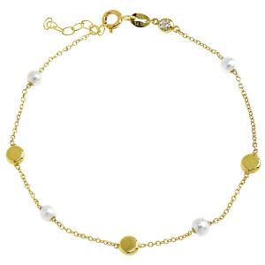 BRACELET Women's SENZIO Collection K14 Yellow Gold with Pearls 5MAN.0061B - 50761